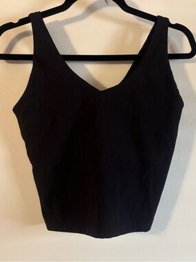 Senita Athletics Black Ribbed V-Neck Tank